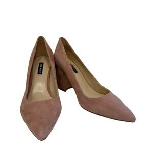 Nine West Blush Suede Pointed-Toe Block Heel Pumps
